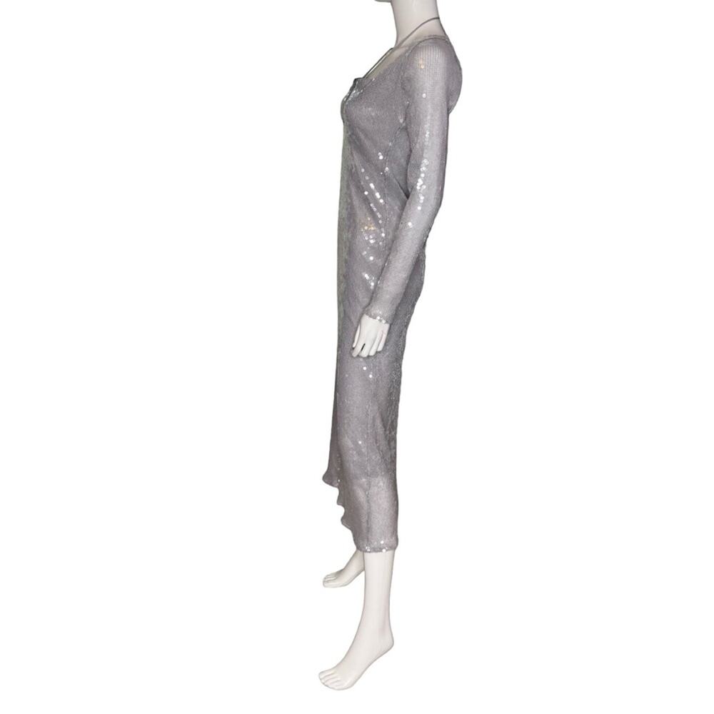 Bardot Women's Verona Low-Back Sequin Maxi Dress Silver Sz 8 - Picture 3 of 9